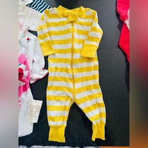 Hanna Andersson Yellow and White Striped Kids One Piece